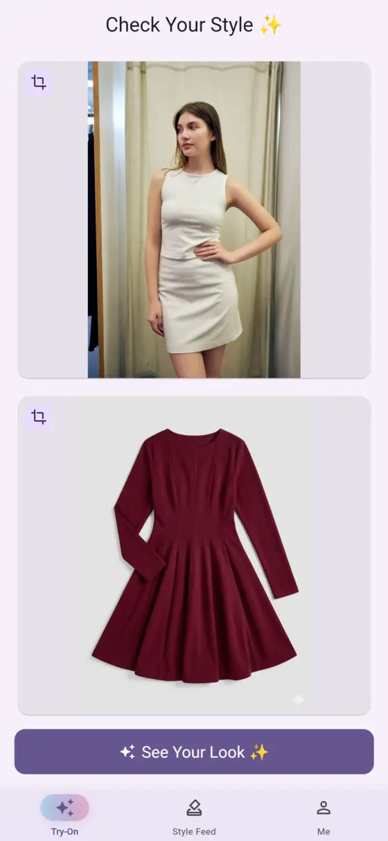 Select photo and outfit for try-on